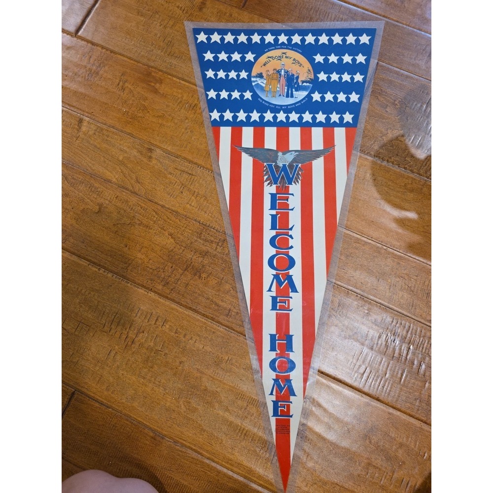 Original 1945 WWII "Well Done Boys" Welcome Home Paper Banner Poster w Uncle Sam